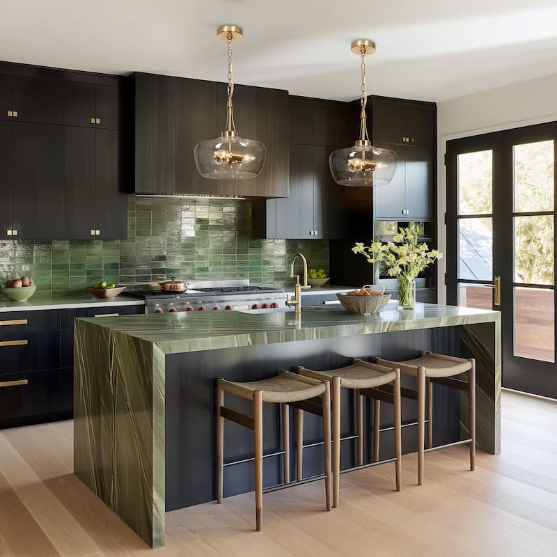 Zelena Modern Farmhouse Gold Chandelier Glass Drum Pendant Light for Dining Room