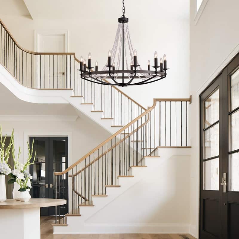 Wagon Wheel Chandelier Dimmable Beaded Chandelier For Dining Room Living Room