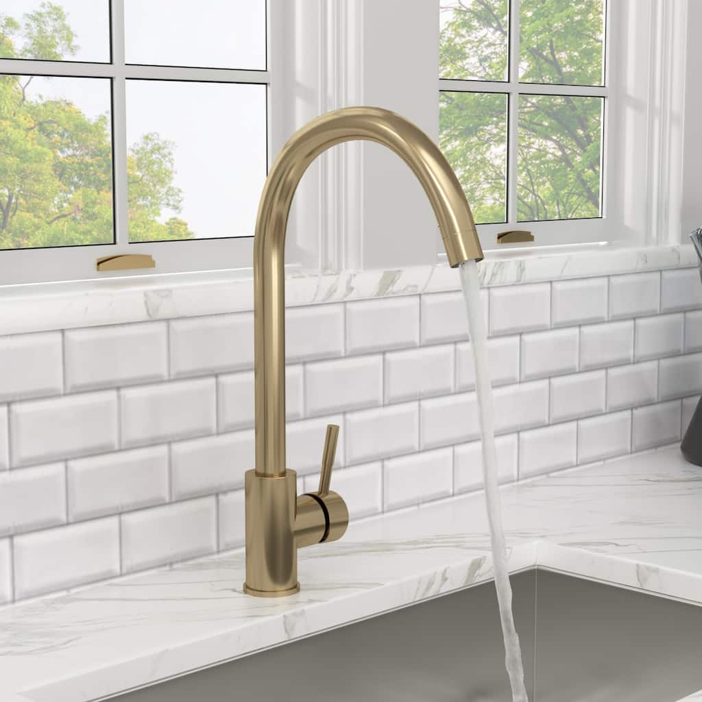 Kitchen Sink Faucet with Single Handles, 360 Degree High Arc Swivel Spout, Gold