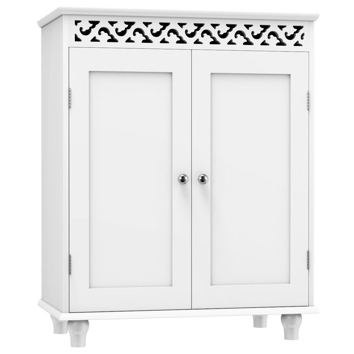 Shop Gymax White Wooden 2 Door Bathroom Cabinet Storage Cupboard 2