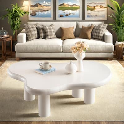 46.1" MDF Irregular Cloud-Shaped Coffee Table with Eco-Friendly Engineered Wood