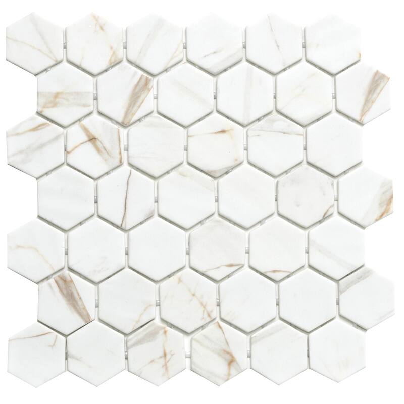 Eterna Hex 2x2 Glass Hexagon Mosaic Tile - Floor, Wall, Backsplash