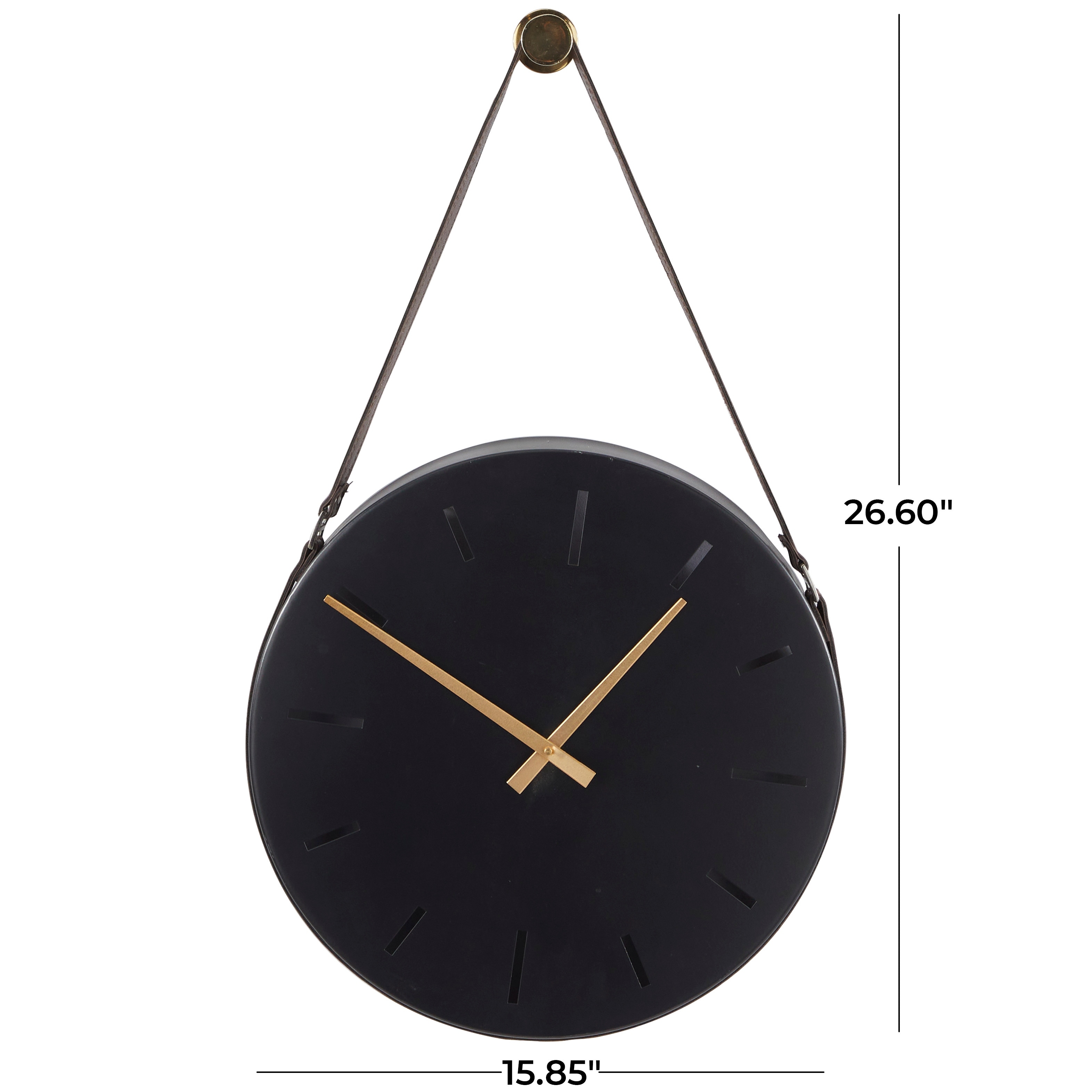 Stainless Steel Wall Clock with Leather Hanging Straps - Bed Bath