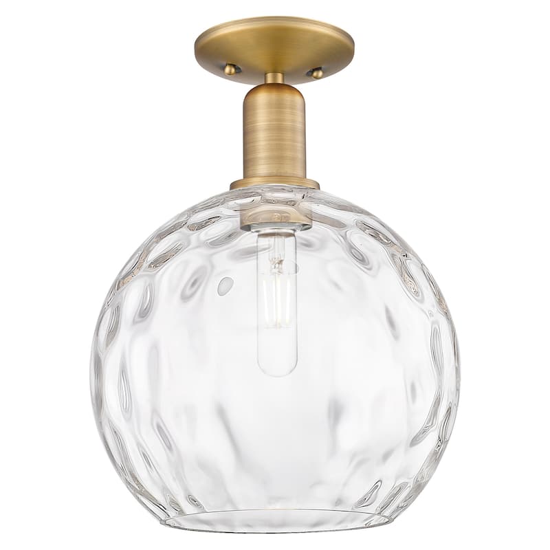 Innovations Lighting 716-1C-14-10 Athens Water Glass Semi-Flush Athens - Brushed Brass / Clear Water Glass