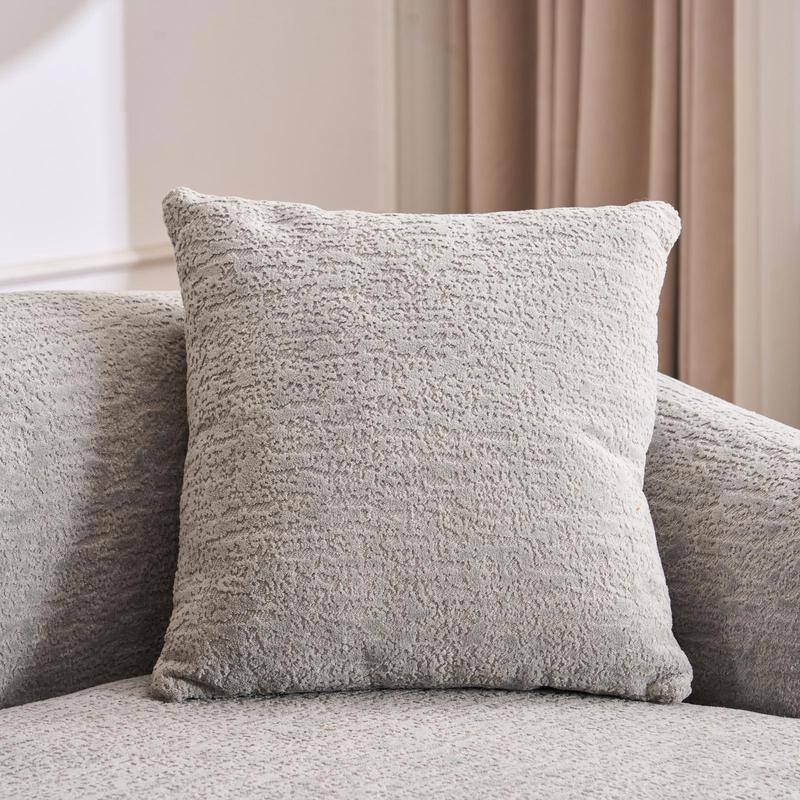 Modern Plush Gray Chenille L-Shaped Sectional Sofa with Curved Chaise
