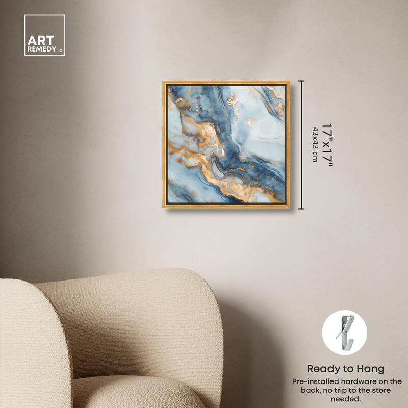 Golden Cloud Marble Canvas by Art Remedy