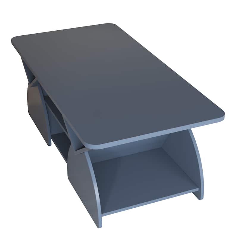 GDFStudio - Quill Wood Geometric Coffee Table with 6 Independant Storage Areas