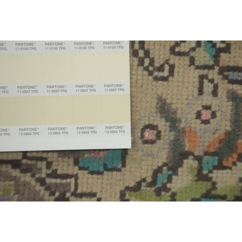 Hand Knotted Oriental 100% Wool Carpet Traditional Floral Beige & Ivories Tabriz Area Rug - 9' 6'' X 6' 8''