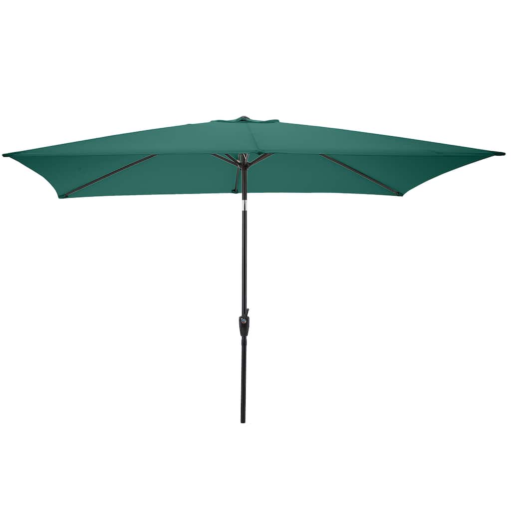 Rectangular Patio Umbrella - 10 Ft Easy Crank Sun Shade with Push Button Tilt by Pure Garden (Hunter Green)