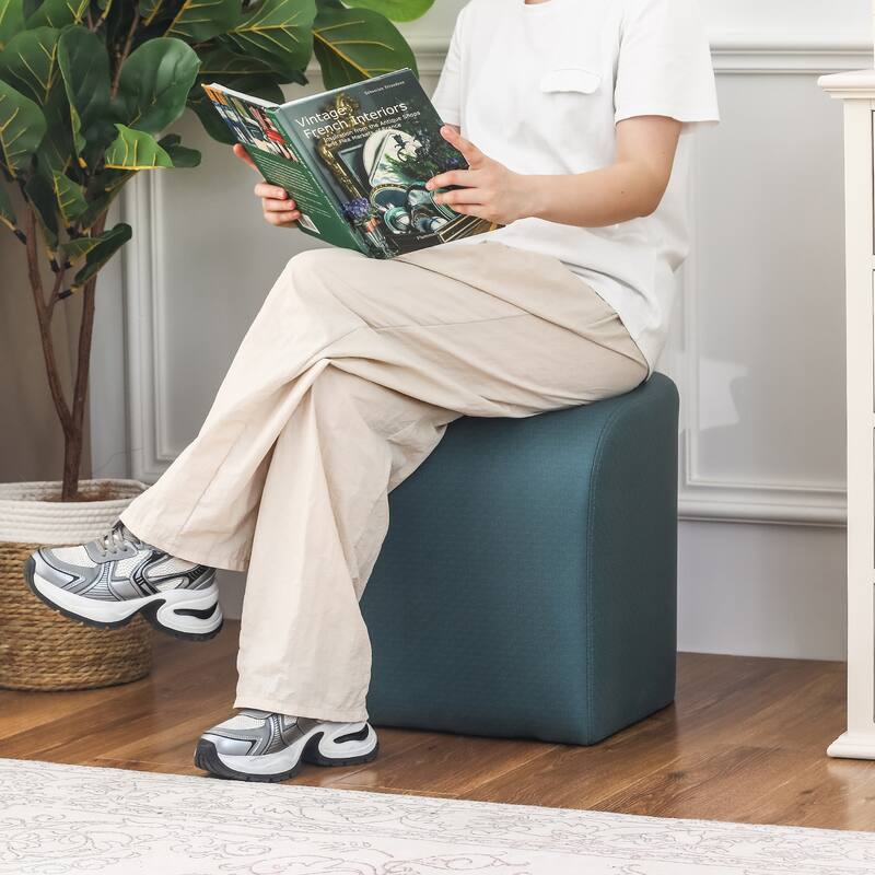 Adeco Leathaire Ottoman Upholstered Foot Stool with Curve