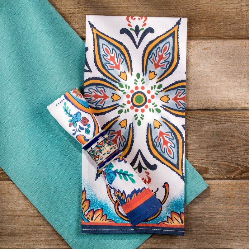 Euro Ceramica Zanzibar 4 Piece Stoneware Napkin Rings Set