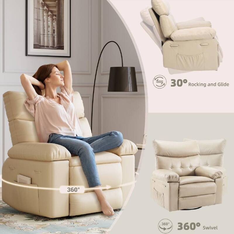 360 Degree Swivel Lazy Manual Rocking Recliner Sofa Chair for Living Rooms, Bedrooms