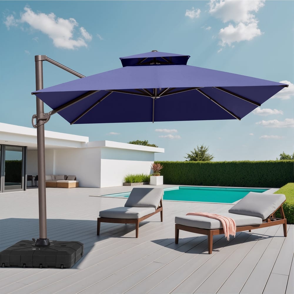 Crestlive Outdoor 13 x 10ft 360-degree Rotation Patio Cantilever Umbrella with Base