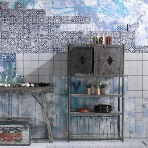 Merola Tile Faenza Azul Encaustic 13" x 13" Ceramic Floor and Wall Tile