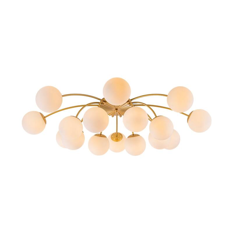 Mid-Century 12-Light Milky Glass Globe Sputnik Ceiling Light - 39in