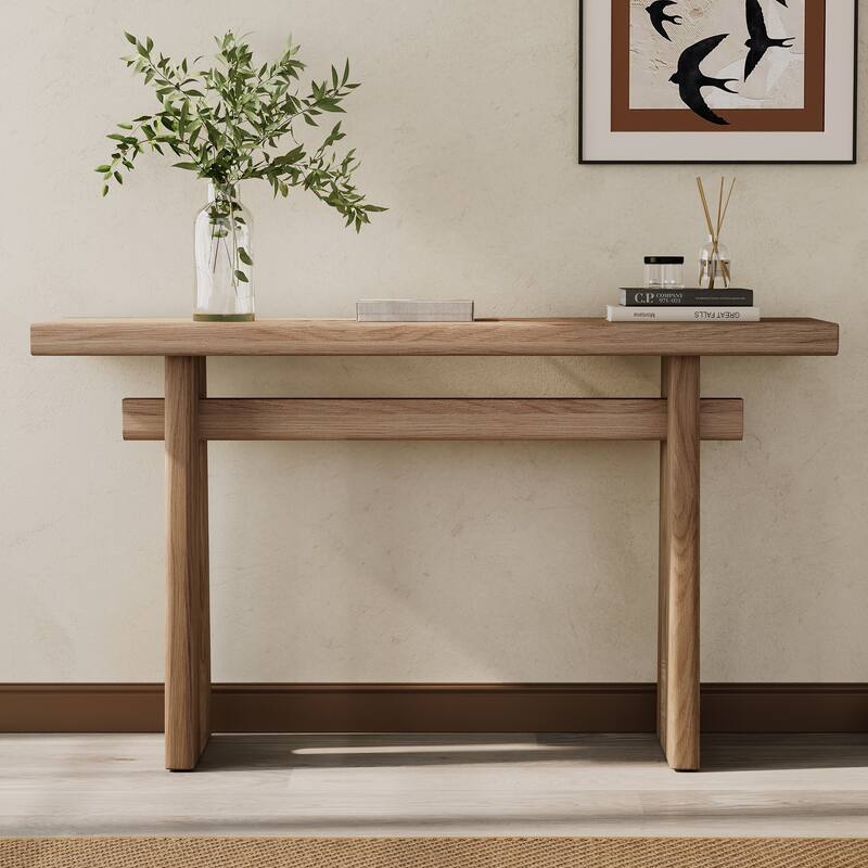 Christopher Knight Home - Chole Console Table with Wood Veneer and Sculptural Design - Brown