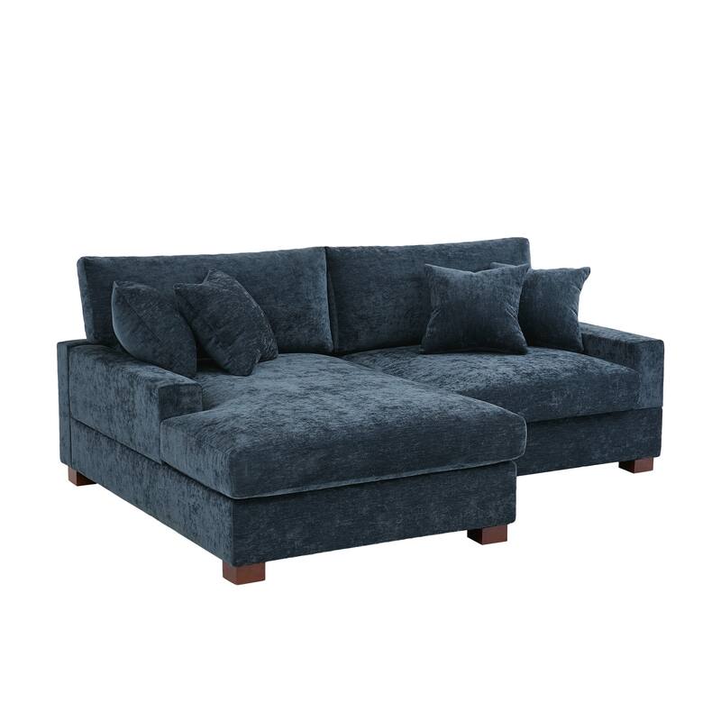 2 Set Chenille Upholstered Modular Sectional Sofa Chaise with Pillows
