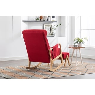 Red Rocking Chair With Ottoman with Thick Padded Cushion for Living ...