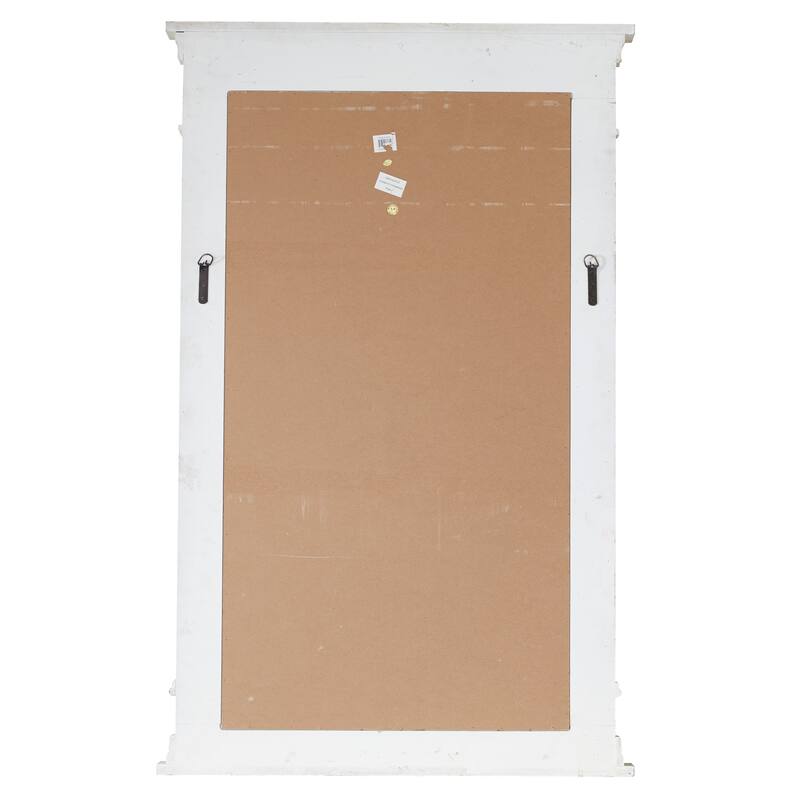Wood Window Pane Inspired Wall Mirror with Arched Top and Distressing - Cream - Roche River Decor - 3"Wx37"Lx52"H