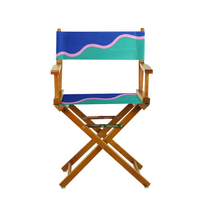 18" Director's Chair Honey Oak Frame-Wavy Wave - 21.75"W x 17"D x 33.75"H