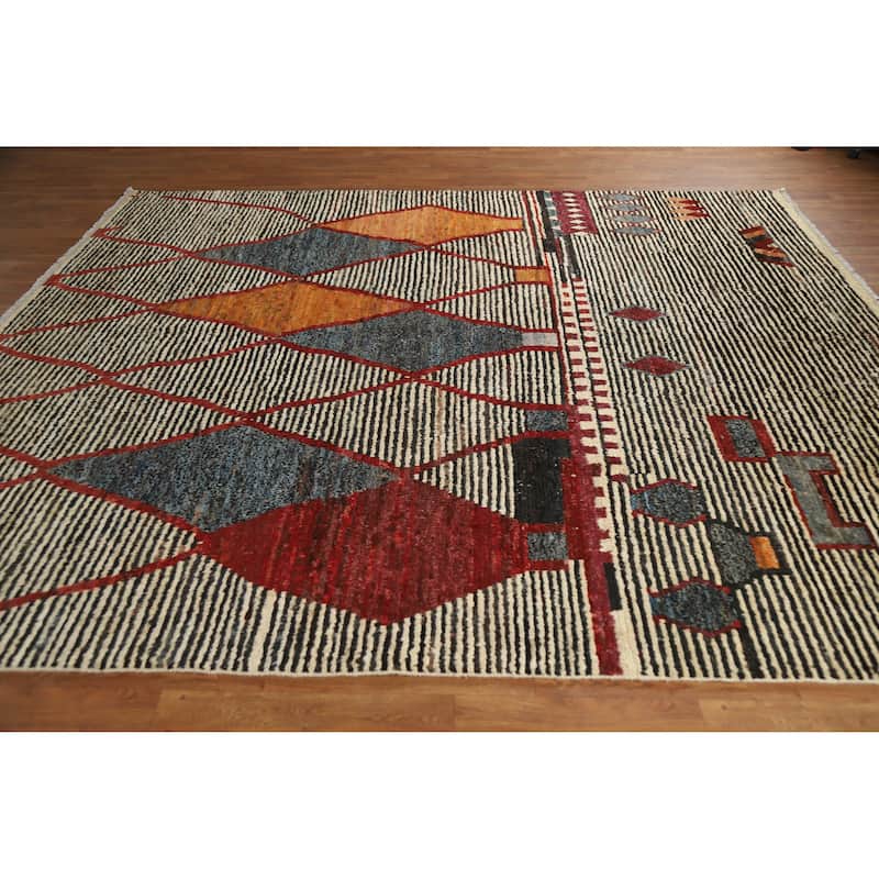 Trellis Moroccan Oriental Area Rug Handmade Living Room Wool Carpet - 8'5" x 9'9"