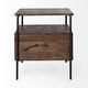 preview thumbnail 3 of 10, Glenn I Square Dark Brown Wood and Iron Black Frame Side Table