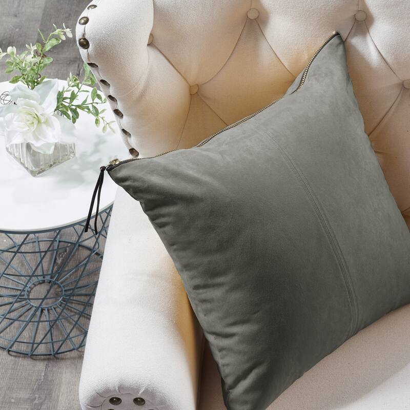 Suede 2 Piece Pillow Shell Set with Big Zipper, NO INSERT