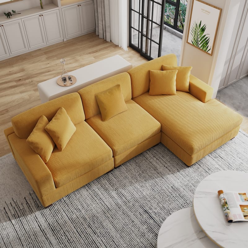 Oversized Modular Sectional Sofa Set with Pillows for Living Room - Orange/Armchair&Chaise&Armless