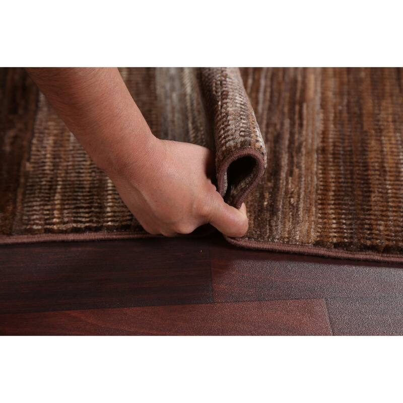 Brown Striped Gabbeh Kashkoli Oriental Area Rug Handmade Wool Carpet - 3'10" x 5'8"