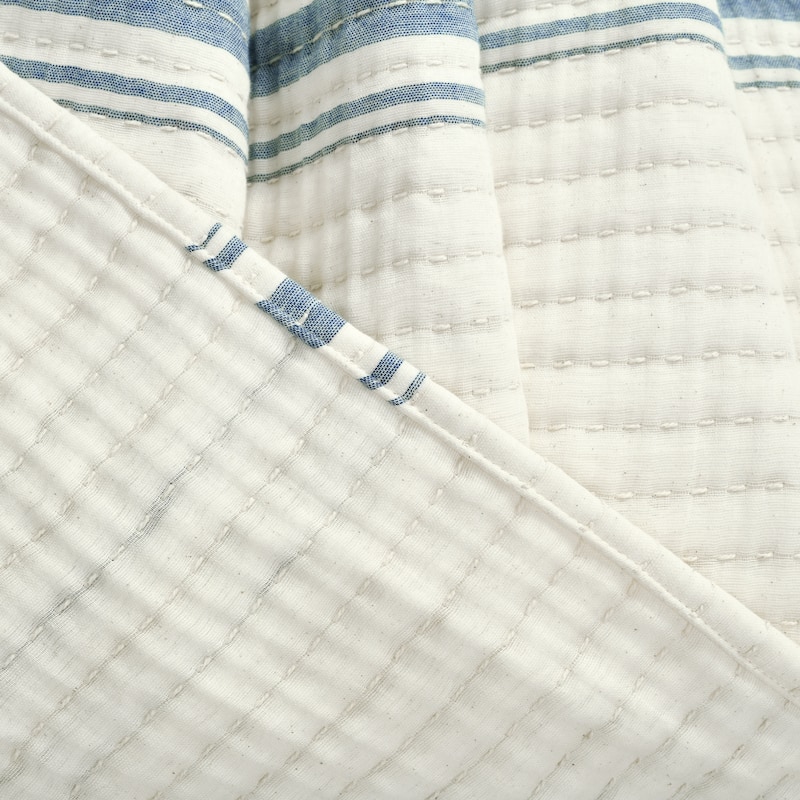 Lush Decor Farmhouse Stripe Kantha Pick Stitch Yarn Dyed Cotton Woven Throw Blanket