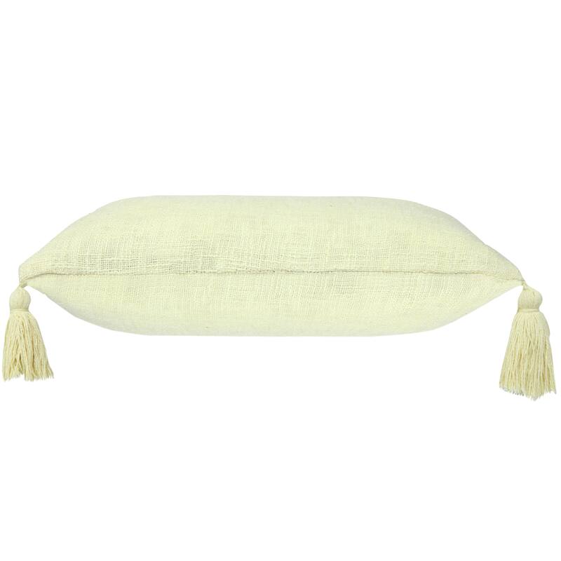 Sevita Solid Cotton Throw Pillow with Tassels