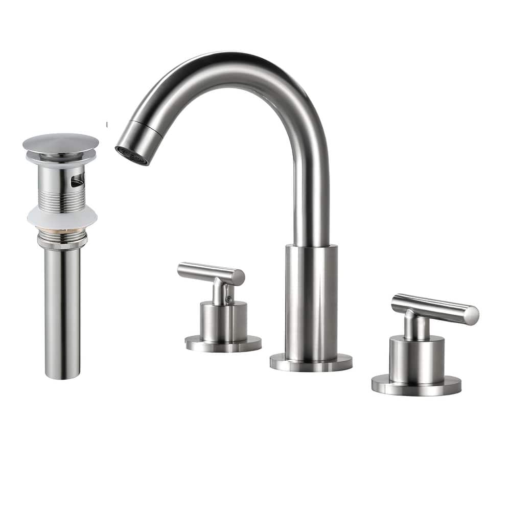 8.3"H Solid Brass Widespread 2-handle Bathroom Sink Faucet with Pop-Up Drain Assembly