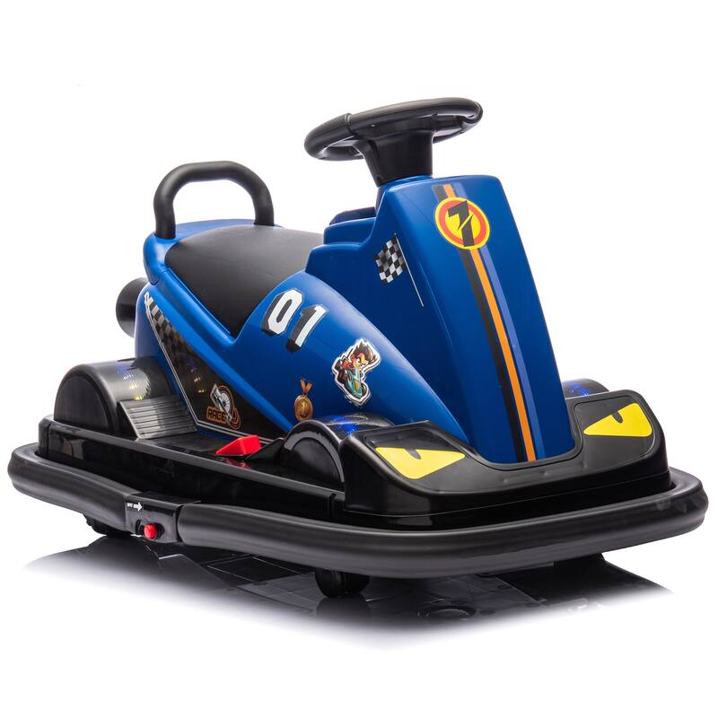 12V Kids Electric Bumper Car, Dual Motors, 360° Rotation, LED Flow Lights, Music, Horn & Fun Collision Effects for Ages 3-5