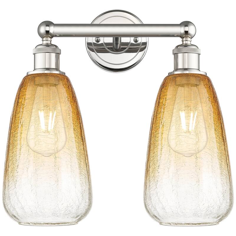 Innovations Lighting Endless Possibilities Edison - Brookhaven Almond - 2 Light 15" Bath Vanity Light - Polished Nickel/Amber