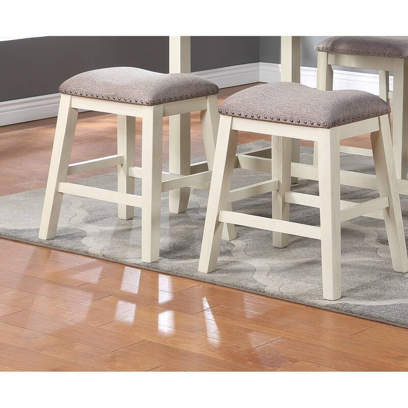 2-Piece Modern Counter Stool Set - Light Wood Finish with Cushion Seat