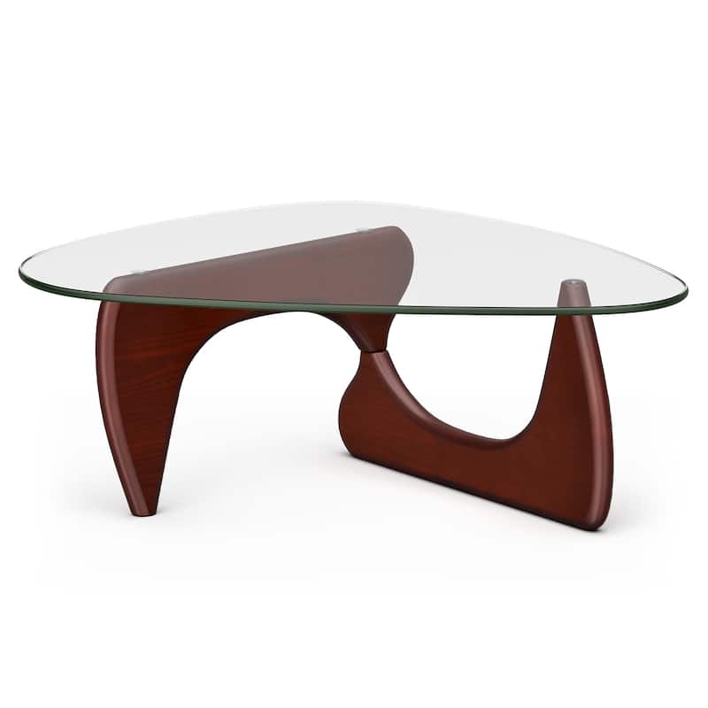 Mid Century Triangle Coffee Table Tempered Glass Top With Rubber