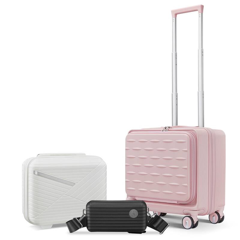 18" Carry On Luggage with Front Open Door &Laptop Interlayer, Hard Shell Suitcase Built-In TSA Luggage Lock