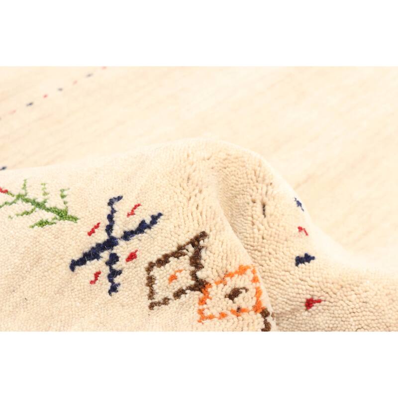 ECARPETGALLERY Hand Loomed Kashkuli Gabbeh Beige Wool Rug - 4'1 x 5'8