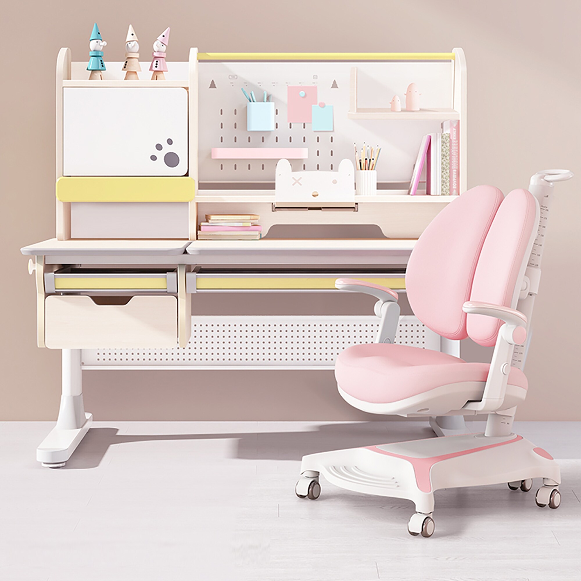 Shop Ergonomic Wood Kids Study Desk Drafting Table Computer Station W Chair In Pink Overstock 31872098