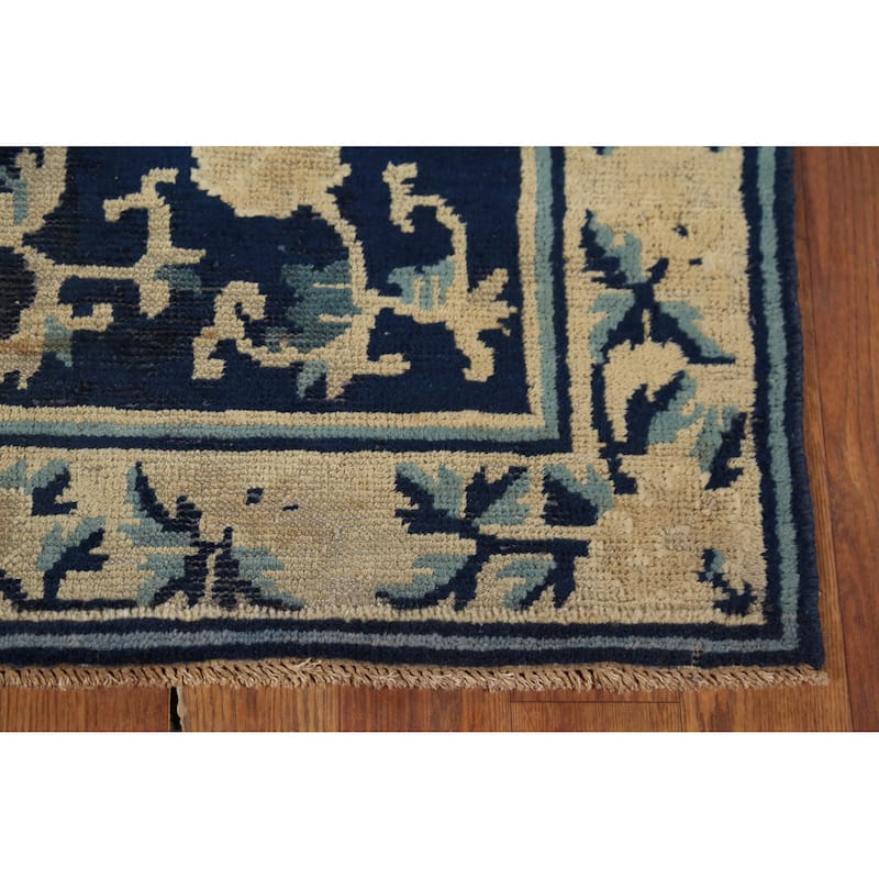 Vegetable Dye Art Deco Chinese Foyer Rug Hand-Knotted Wool Carpet - 2'11"x 4'9"