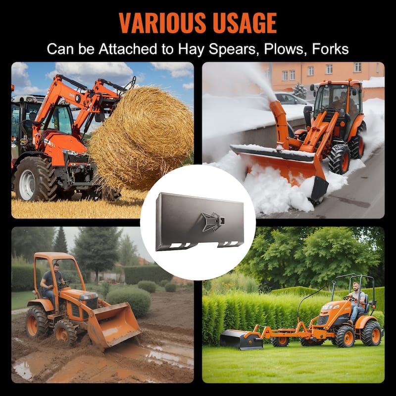 Skid Steer Attachment Plate with Deere, Kubota, Bobcat, Mahindra Skid Steers and Tractors