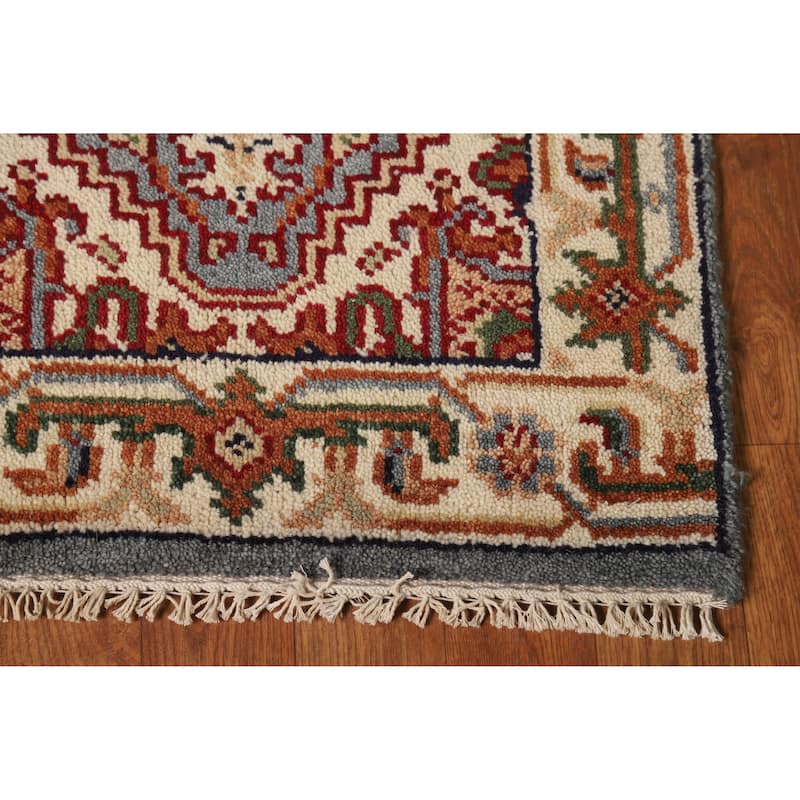 Geometric Blue Heriz Serapi Rug Handmade Oriental Wool Carpet - 2'0" x 3'0"