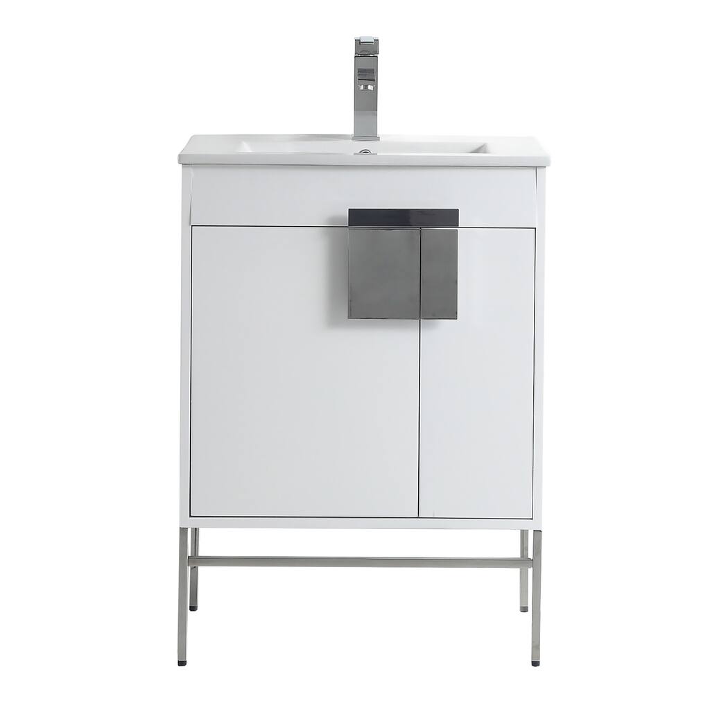 24" Tennant Brand Kuro Minimalistic White Bathroom Vanity