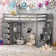 preview thumbnail 1 of 14, Twin size Loft Bed with Storage Drawers and Stairs,Wooden Loft Bed with Shelves Gray