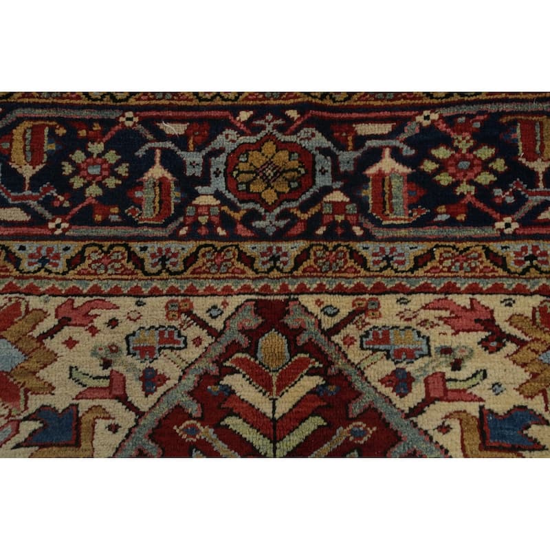 Hand Knotted Oriental 100% Wool Carpet Traditional Medallion Oranges & Rust Heriz (serapi) Area Rug - 10' 6'' X 8' 3''