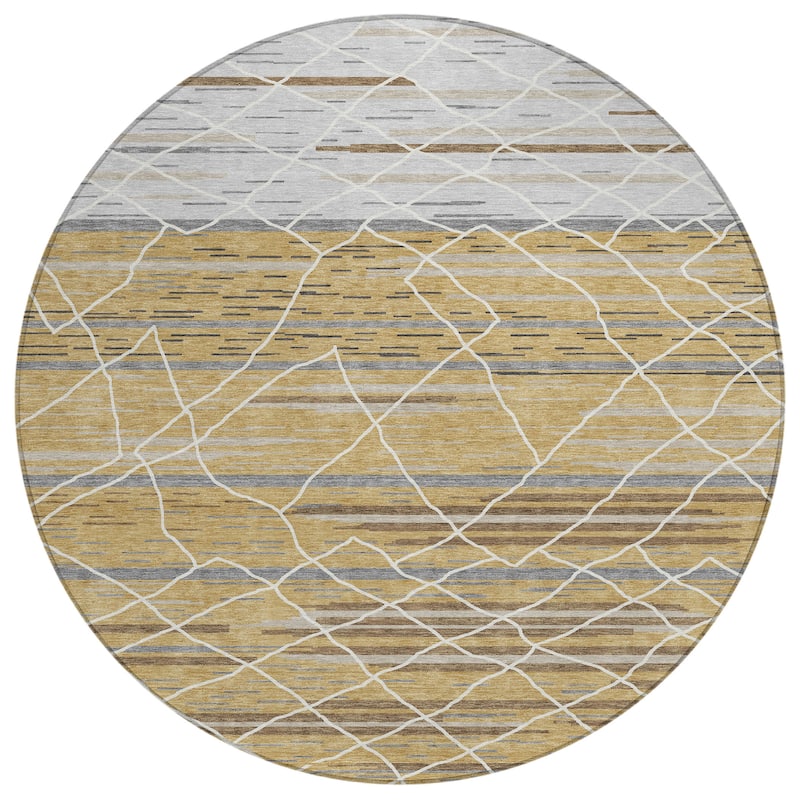 Machine Washable Indoor/ Outdoor Modern Global Chantille Rug