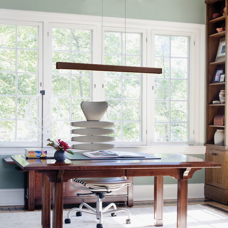 Starsky 1-Light Farmhouse Rustic Wooden Integrated LED Linear Kitchen Island Light 3000K Warm Light Chandelier