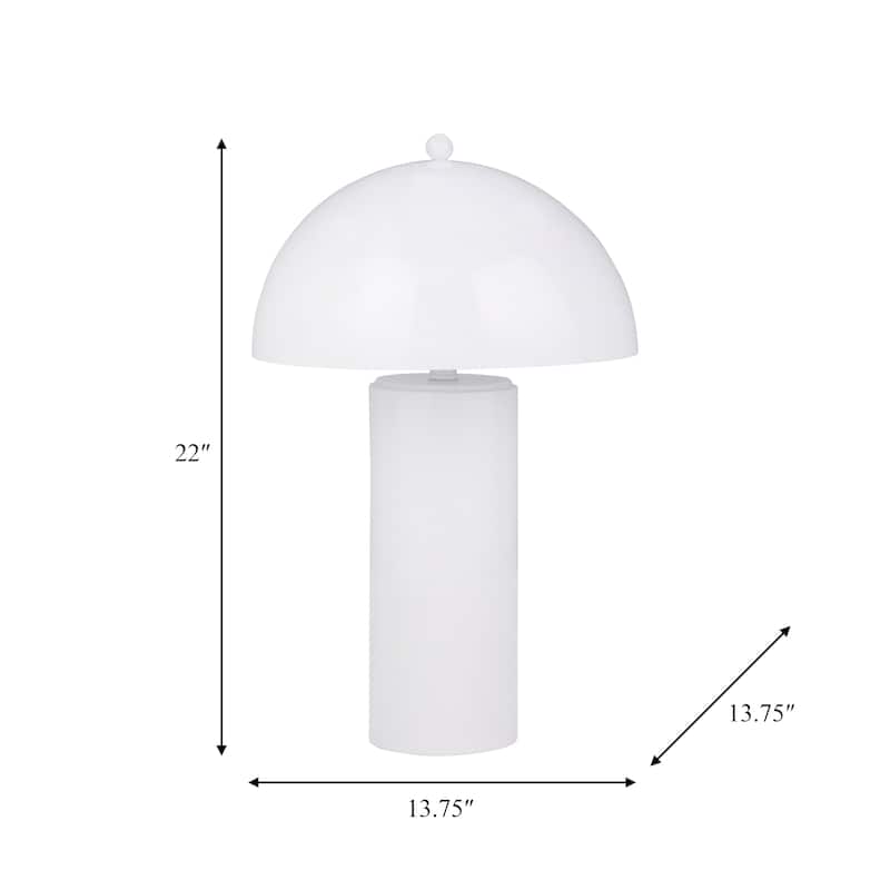 Midcentury Modern Mushroom Dome Metal Accent Table Lamp, Home or Office, White, 14 L x 14 W x 22 H - 13.75" x 13.75" x 22"