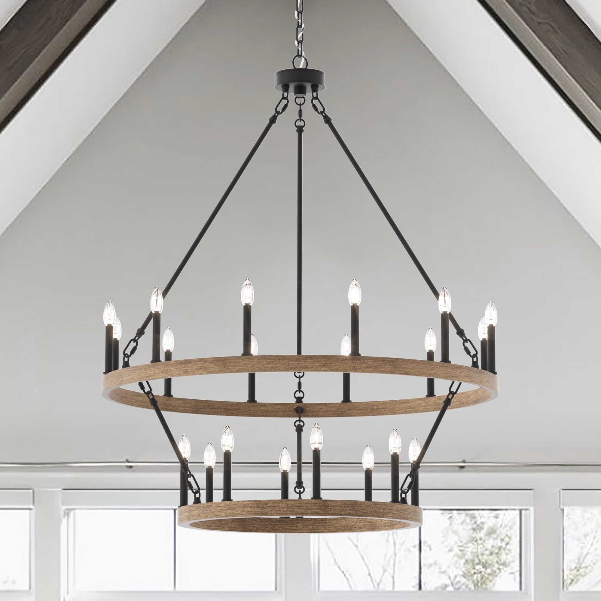 Double wagon store wheel chandelier
