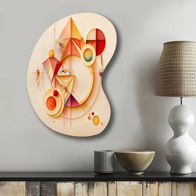 Designart - Orange And Yellow Geometric Abstract II - Abstract Geometric Metal Wall Art - Metal Boom Shape Print